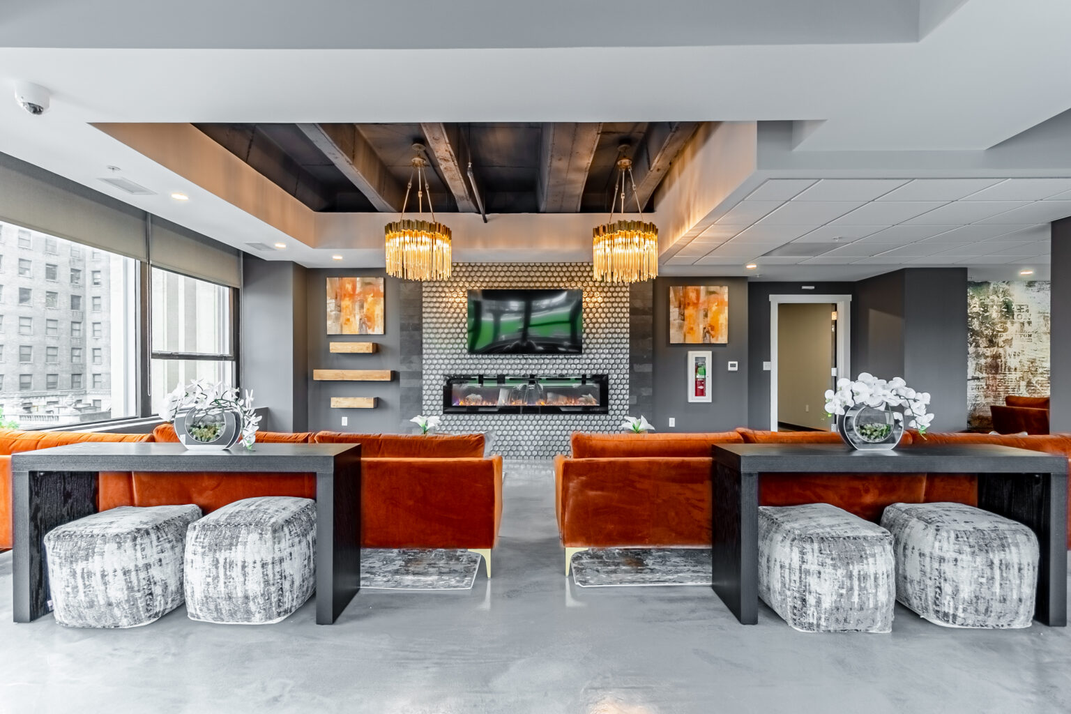 Multifamily clubhouse with FlowStone seamless flooring