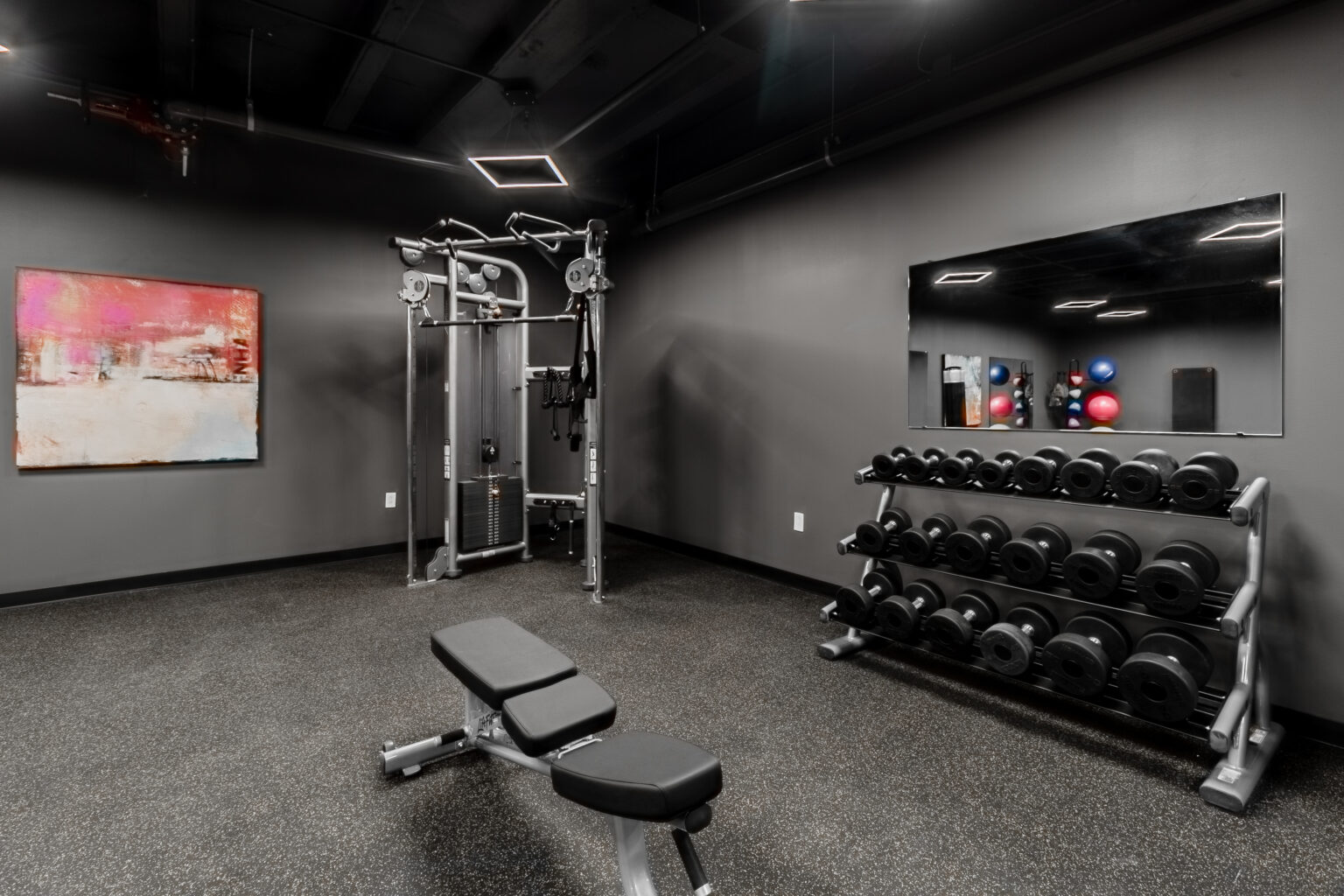 Fitness center with FlowStone floor