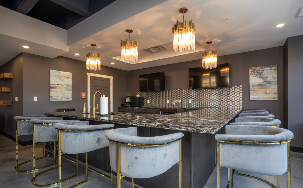 Hospitality bar and lounge with FlowStone flooring