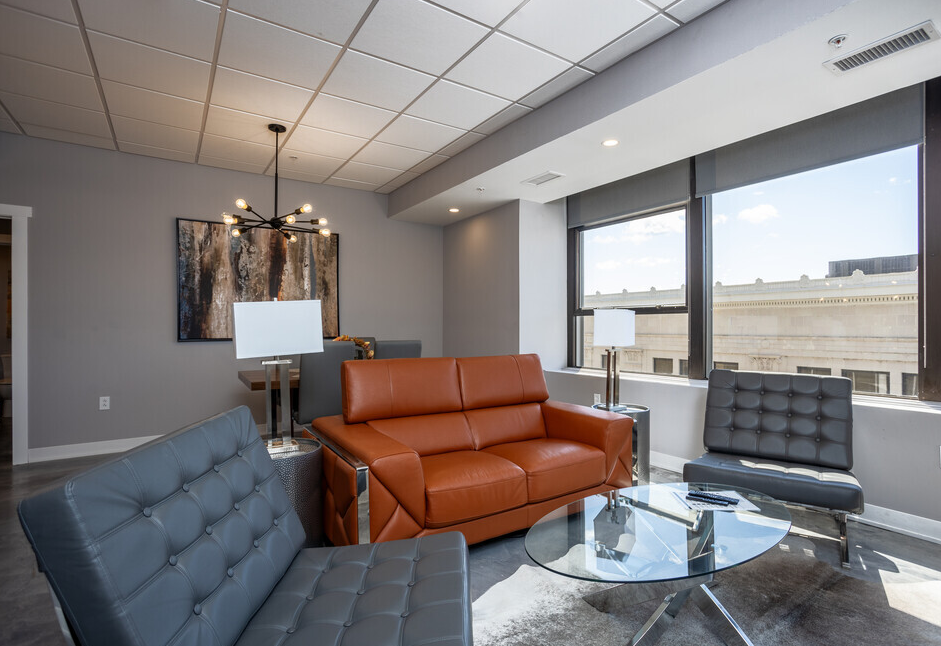 Lounge seating on FlowStone floor